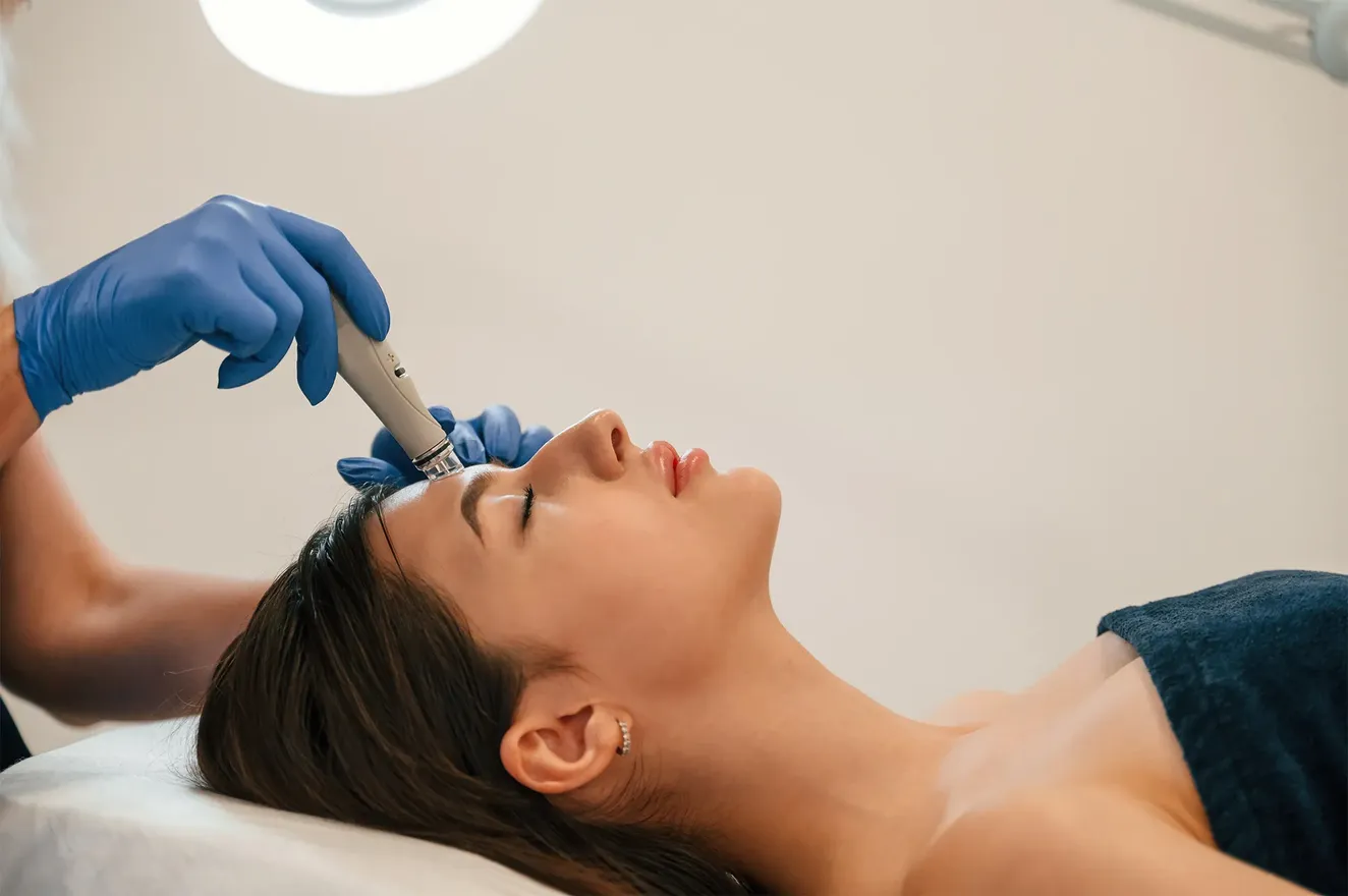 Microneedling facial rejuvenation session at Acupuncture First in Montclair, NJ